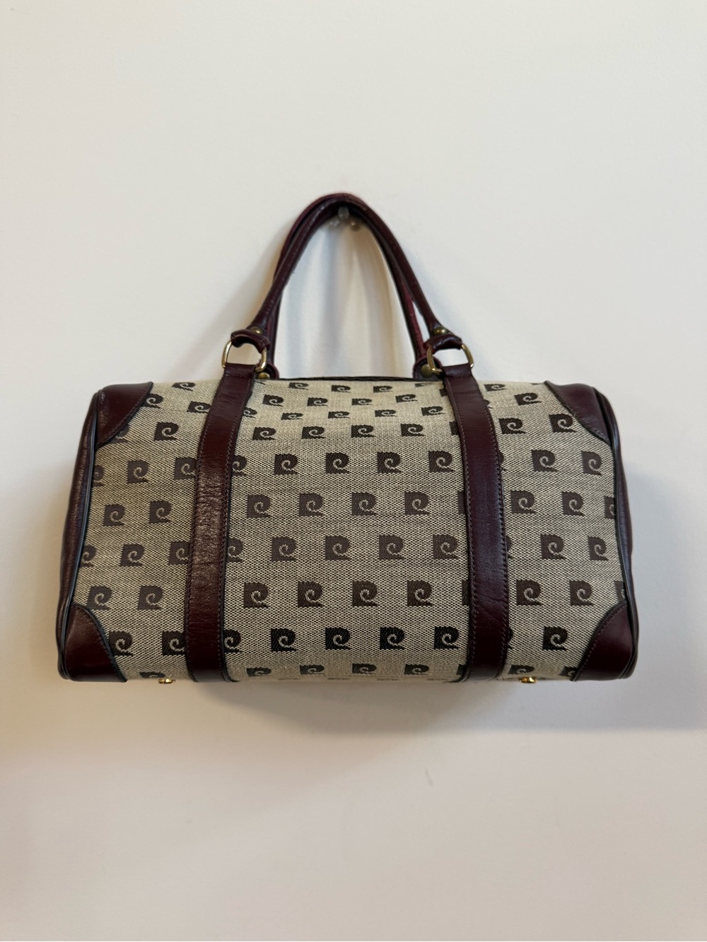Pierre Cardin Canvas Duffel Bag with Brown Leather Trim